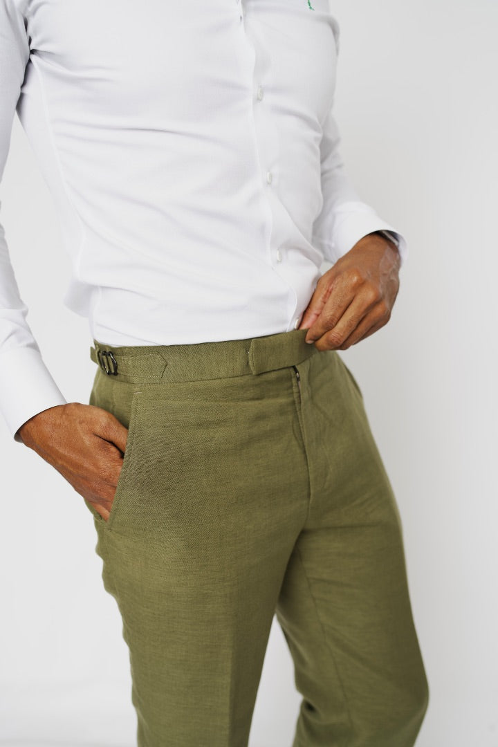 Olive Green Linen Suit