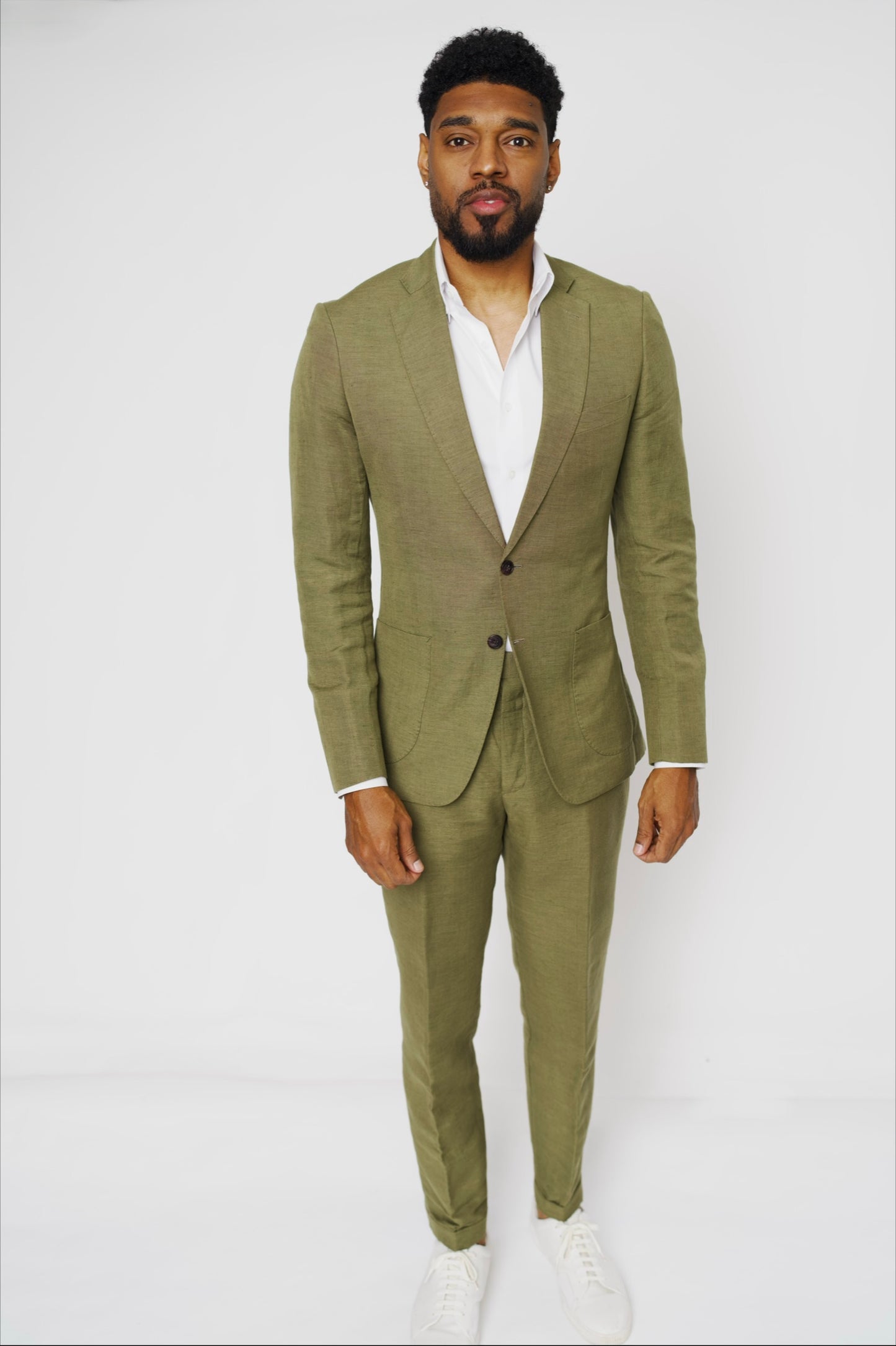 Olive Green Linen Suit